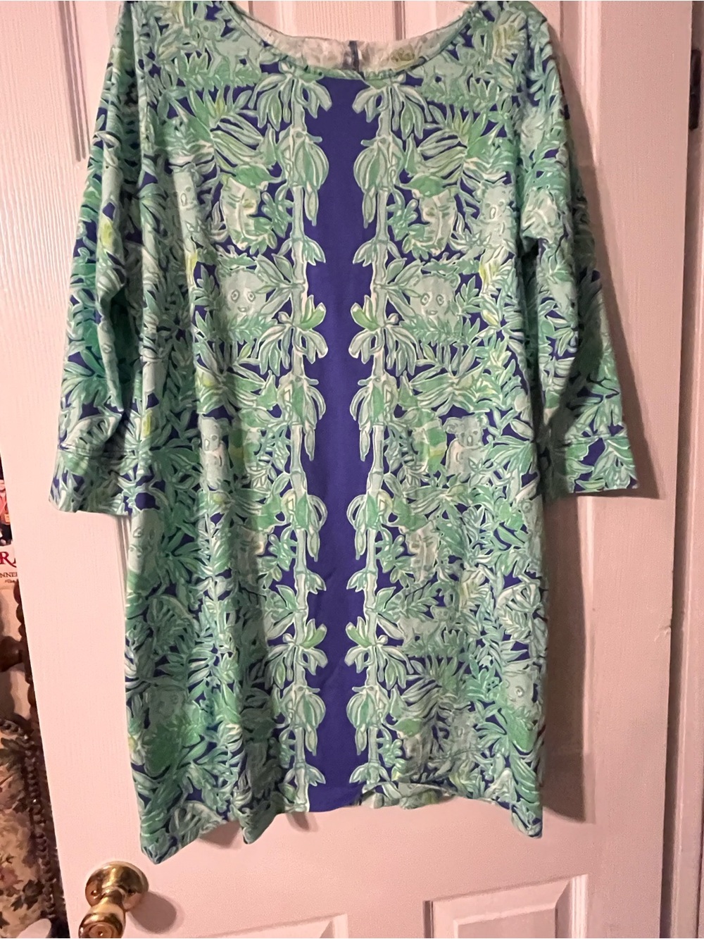 Lilly Pulitzer Green and Blue Long Sleeve Floral Shift Dress